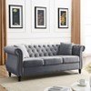 80" Beige Velvet Chesterfield Sofa for Living Room. 3 Seater, Tufted, Rolled Arms, Nailhead. For Living Room, Bedroom - 4 of 4