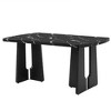 Gulches 63" Black Faux Marble Dining Table, MDF & Rubber Wood Geometric Legs, 350LBS Capacity, Easy Assembly for Home/Apartment/Office - 2 of 4