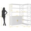 Corner Bookshelf with Storage, 6-Tier L-Shaped Bookcase with Drawers for Living Room and Home Office - 4 of 4