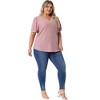 Agnes Orinda Women's Plus Size Summer Eyelet V Neck Short Sleeve Blouse - 3 of 4