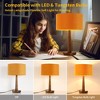18.5" Walnut Tapered Wood Table Lamp with Velvet Drum Shade for Bedside, Living Room, Reading Corner, Café, Guest Lounge, or Hotel Room - 2 of 4
