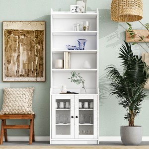 Whisen Stylish Design Elegant Tall Cabinet Bookshelf with Acrylic Board Door and Adjustable Shelves - 1 of 4