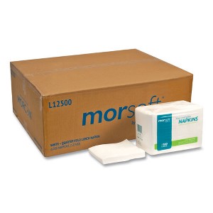 Morcon Tissue Morsoft 1/4 Fold Lunch Napkins, 1 Ply, 11.8" x 11.8", White, 6,000/Carton - 1 of 4