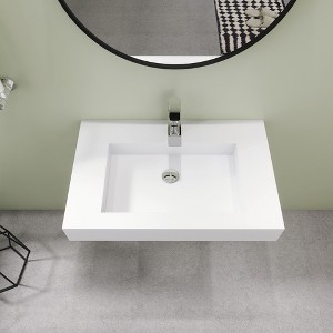 29 x 19 in. Solid Surface Wall Mount or Countertop Bathroom Double Vessel Sink with Faucet Holes in Matte White - 1 of 4