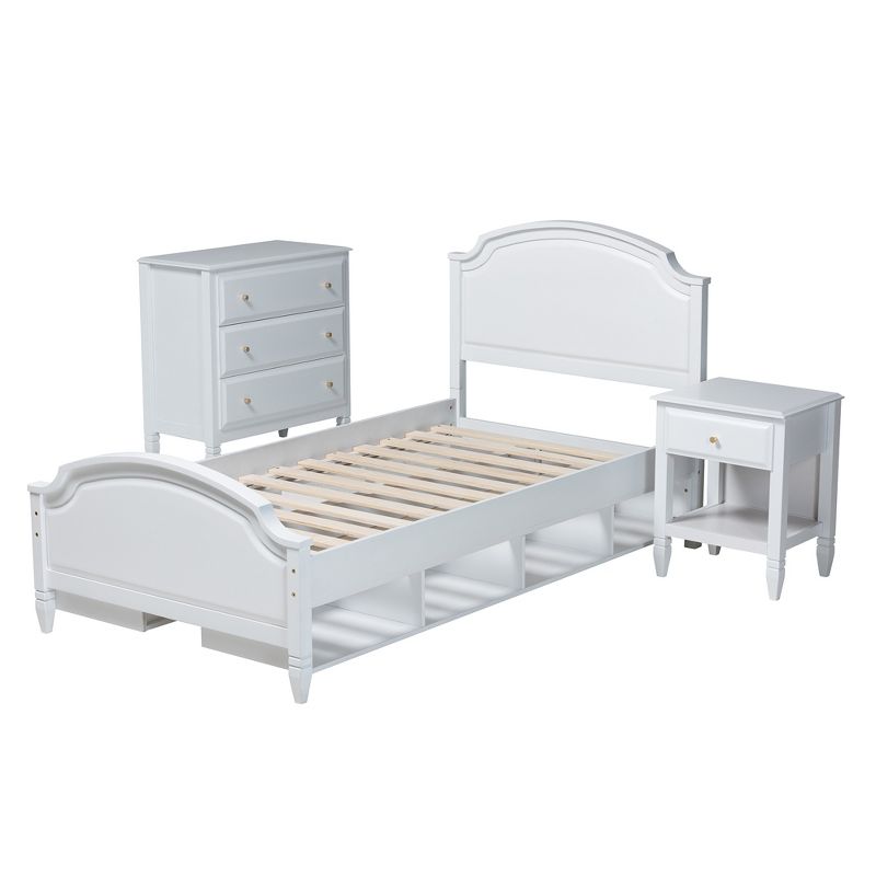 Baxton Studio Elise Classic and Transitional White Finished Wood Twin Size 3-Piece Bedroom Set, 3 of 12