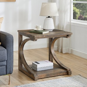 KTMBDW Coffee Table, 24" Square Coffee Table for Living Room Mid Century Modern Coffee Table, Unique Center Table with Wood Base for Small Spaces - 1 of 4