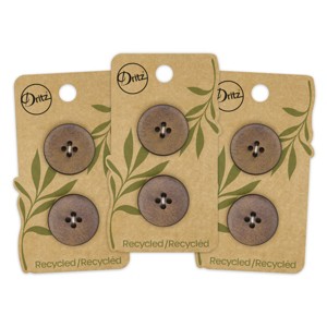 Dritz 23mm Recycled Leather Round Buttons Brown: 1/2" Sew On Sewing Fasteners, 6 Pieces, Plastic Material - 1 of 4