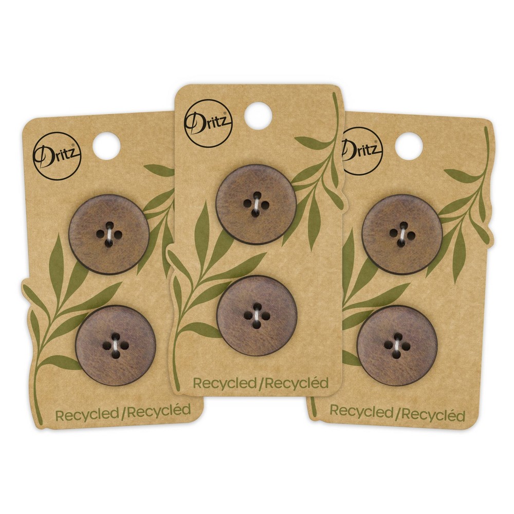 Photos - Creativity Set / Science Kit Dritz 23mm Recycled Leather Round Buttons Brown