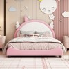 NicBex Twin/Full Size Princess Upholstered Platform Bed Frame with Unicorn Shape Headboard for Girls,Solid Wood Slats Support,Easy Assembly,White+Pink - 2 of 4