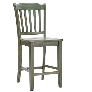 South Hill Slat Back 24 in. Counter Chair (Set of 2) - Antique Aqua Green - Inspire Q, Blue