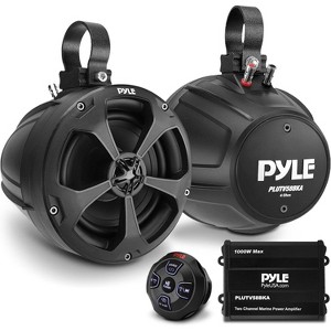 5.25" Waterproof Marine Speakers for Outdoor Sound with 2-Channel Amplifier + Bluetooth Control, 1000W Power, Compact Design - 1 of 4