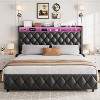Acekool King Size Platform Bed Frame, Black Faux Leather Upholstered Bed with Tall Headboard and 4 Storage Drawers - 3 of 4