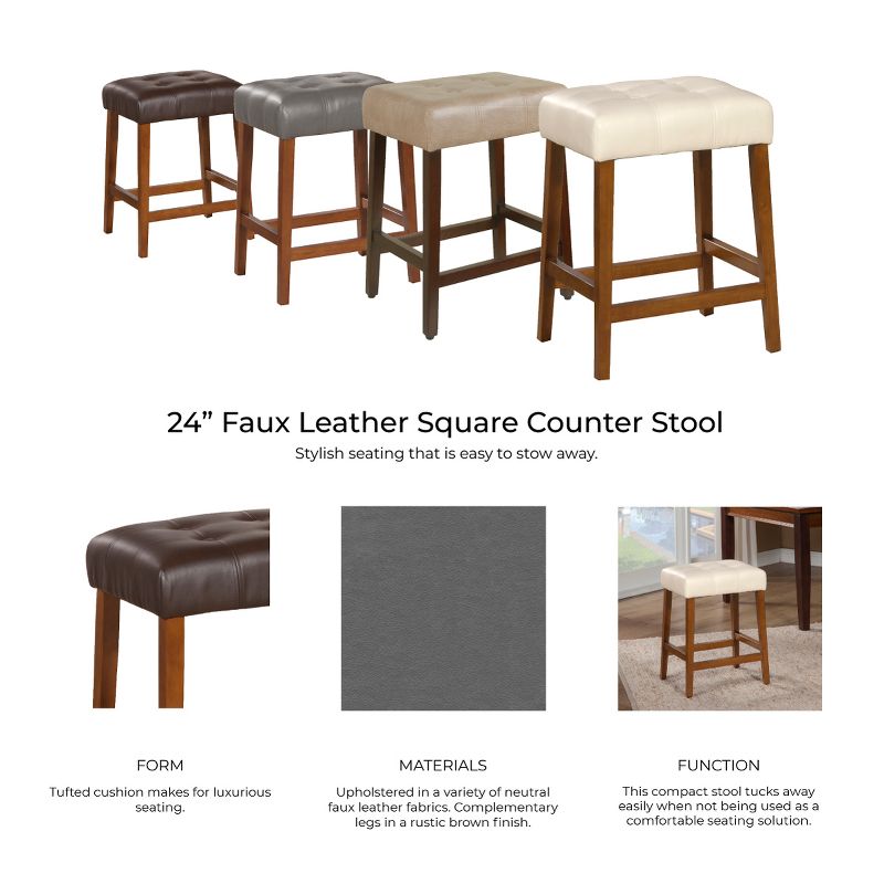 HomePop Tufted Square  Counter Height Barstool - Chocolate Brown, 5 of 6