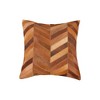 HomeRoots Set of Two 18" Tan Chevron Cowhide Throw Pillows - 4 of 4