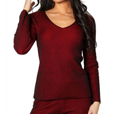 Women's Two Tone Ribbed V-Neck Top - Angel Apparel