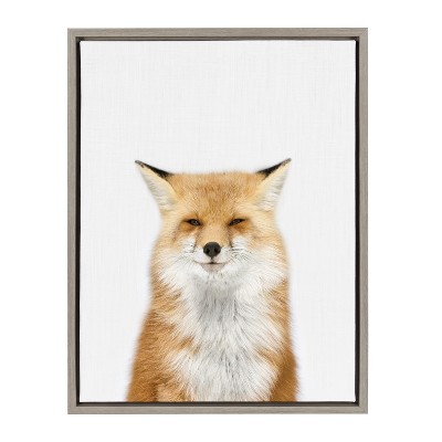 18" x 24" Sylvie Young Fox Framed Canvas by Amy Peterson Gray - Kate and Laurel