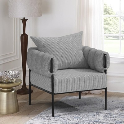 Huxxion Modern Accent Chair, Comfy Corduroy Armchair with Metal Frame, Reading Chair for Living Room, Bedroom, Balcony