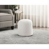 Kumasinova 17"H Round Faux Fur Upholstery Ottoman for Living Room,Footrest Stool Non-Slip Bean Bag Chair,300lbs Max,Off-White - 3 of 4