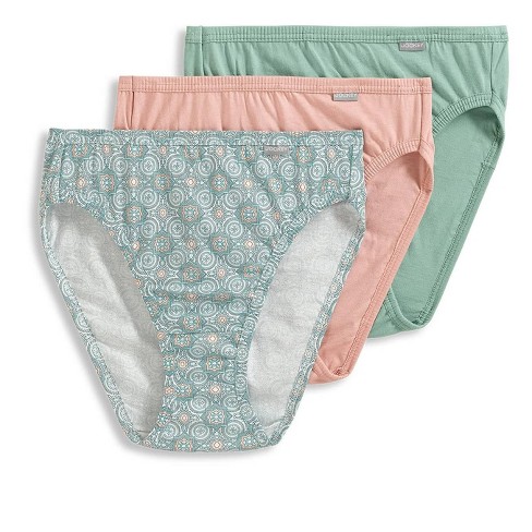 Jockey Womens Elance French Cut 3 Pack Underwear French Cuts 100% Cotton 5  Sea Shell Rose/novel Tile/sage Mint : Target