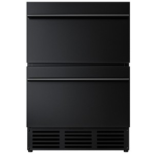 EUHOMY 24 in Undercounter Beverage Refrigerator, Outdoor Double Drawers Fridge, Built-in Fridge for Home & Commercial Use, Stainless Steel Black - 1 of 4