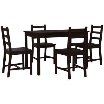 HOMCOM 5 Piece Dining Room Table Set, Wooden Kitchen Table and Chairs for Dinette, Breakfast Nook