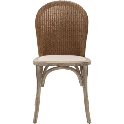 Ivory Woven Cane and Oak Dining Side Chair Set