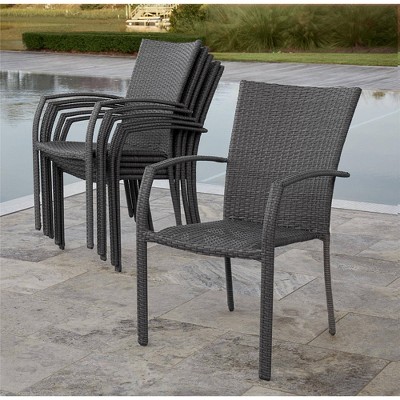 6pk Lakewood Ranch Steel and Wicker Patio Dining Chairs Gray/Blue - Room & Joy