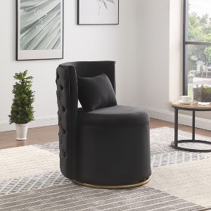 CAVINAS Swivel Accent Chair,Lounge Chair with Storage Function,Gold Metal Base,Velvet Upholstered Curved Chair for Living Room,Nursery,Bedroom - 1 of 4