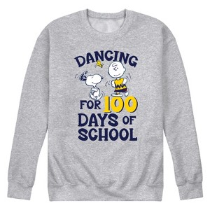 Men's - Peanuts - Dancing For 100 Days Of School Graphic Fleece Sweatshirt - 1 of 4