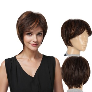 Alilang 11 Inch Short Layered Pixie Cut Wigs for Women Synthetic Layered Highlight Wigs with Bangs for Styling - 1 of 4