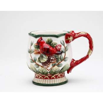 Kevins Gift Shoppe Ceramic Christmas Robin Bird Mugs (Set Of 4)