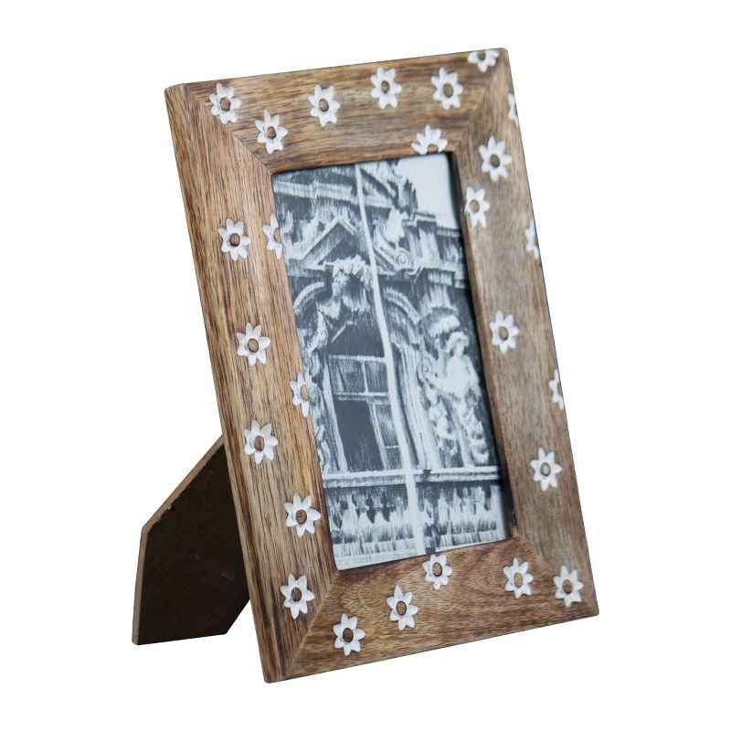 White Flower Pattern 4x6 Inch Wood Decorative Picture Frame - Foreside Home & Garden, 3 of 10