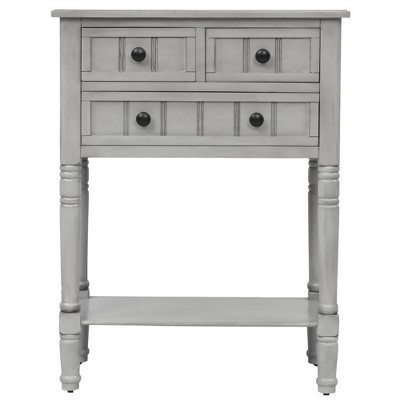 OUTSUPPLY Slim Console Table with 3 Drawers & Shelf, Solid Wood Sofa Table for Narrow Spaces, Easy Assembly, Living Room & Entryway