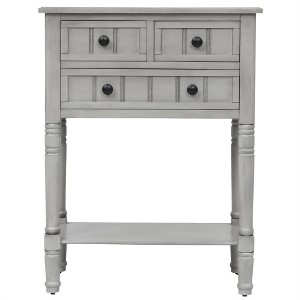 OUTSUPPLY Slim Console Table with 3 Drawers & Shelf, Solid Wood Sofa Table for Narrow Spaces, Easy Assembly, Living Room & Entryway - 1 of 4