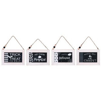 Transpac Halloween MDF Hanger Decor Set of 4 Multicolored Wood Wall Signs for Indoor Home Decorations and Gifts