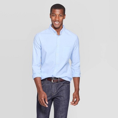 Men's Slim Fit Stretch Oxford Long Sleeve Whittier Button-Down Shirt - Goodfellow & Co™ Blue S