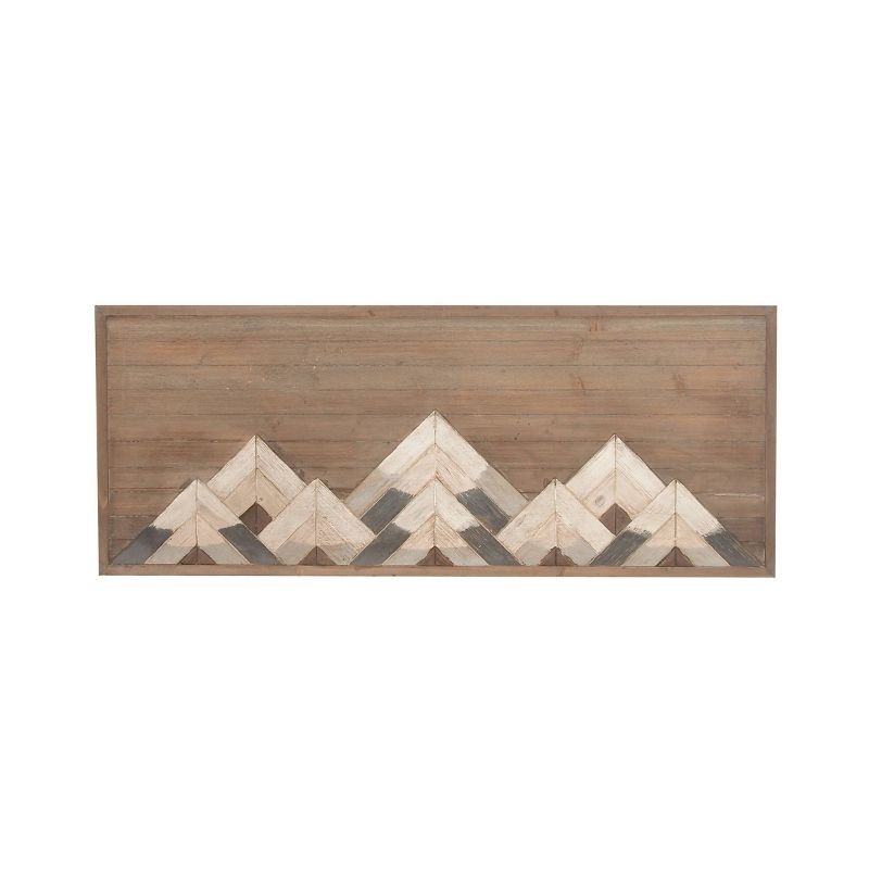 Wood Geometric Mountain Wall Decor Brown - Olivia &#38; May, 1 of 7