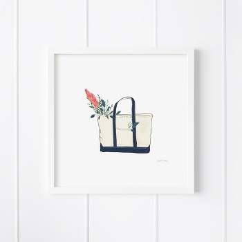 Tote Bag With Flowers Framed Museum Quality 12" x 12" Art Print by Ramus & Co