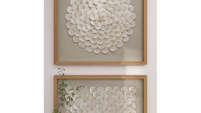Shell Geometric Handmade Overlapping Shells Shadow Box with Canvas Backing Set of 2 Cream - Olivia &#38; May, 2 of 10, play video