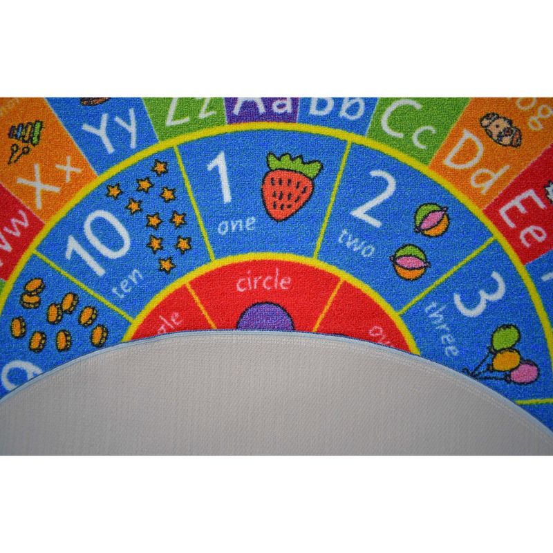 KC CUBS Boy & Girl Kids ABC Alphabet, Numbers & Shapes Educational Learning & Fun Game Play Nursery Bedroom Classroom Round Rug Carpet, 5 of 6