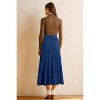 Women's Wool Blend A-Line Long Skirt with Wide Elastic Waistband & Flow Pleats Navy Blue - 4 of 4