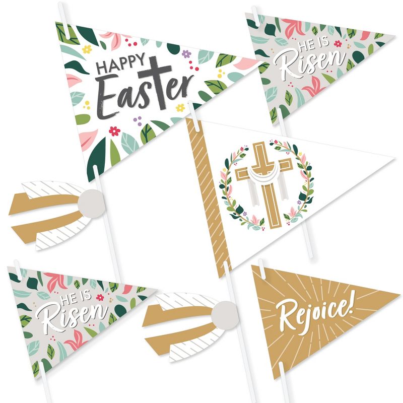 Big Dot of Happiness Religious Easter - Triangle Christian Holiday Party Photo Props - Pennant Flag Centerpieces - Set of 20, 1 of 10