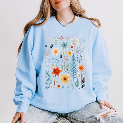 Simply Sage Market Women's Lightweight Garment Dyed Graphic Sweatshirt Winter Floral