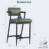 Bar Stools Set of 2 with Armrest, Upholstered Counter Height Bar Stools with w/Backrest , Tall Bar Chairs Thick Cushion & Thickened Metal Legs - 2 of 4