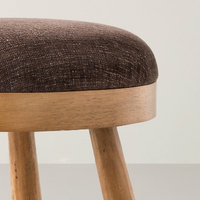 Upholstered Round Top Mid Century Ottoman - Thumbnail 3