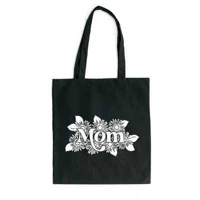 City Creek Prints Mom Sunflowers Canvas Tote Bag - 15x16 - Black