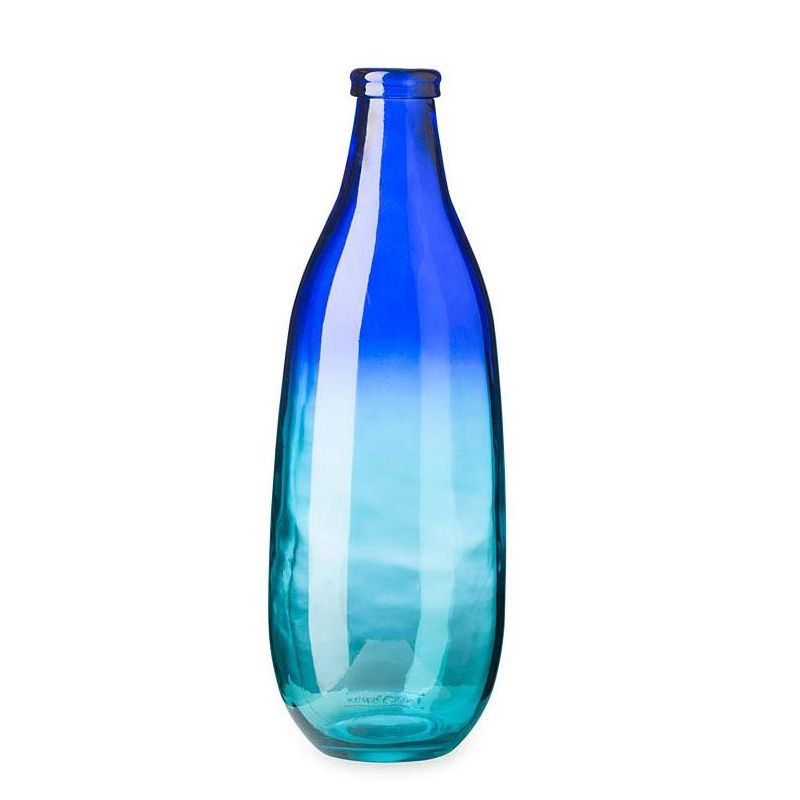 VivaTerra Blue Ombre Elongated Vase, Short - Blue, 1 of 3