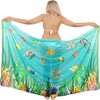 LA LEELA Women's Sarong Coverups Bikini Skirt Swim Cover Up Summer Wraps Swimwear Beach Wrap Skirts for Women One Size Underwater Fishes, Green - 2 of 4