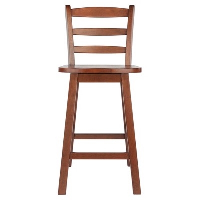 Scalera 24" Walnut Wood Swivel Counter Stool