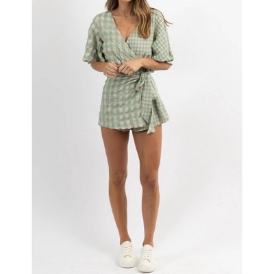 Women's GINGHAM WRAP ROMPER - day + moon